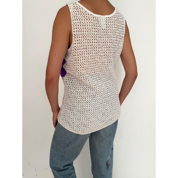 80s vintage white mesh Florida retro graphic unisex cotton tank top made in USA - Picture 5 of 9